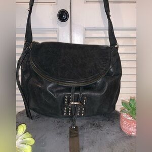 Botkier black slouchy leather shoulder bag purse with stud detailing